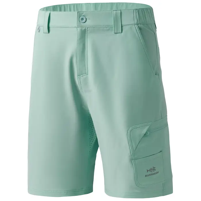 Bassdash-Short Cargo de Pêche pour Homme, vaccage Rapide, Udissolvant 50 + Degrés d'Eau, 26.67cm, FP