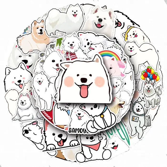 10/30/50pcs Kawaii Chien Samoyède Graffiti Autocollants BRICOLAGE Ordinateur Portable Scrapbook Valise Journal