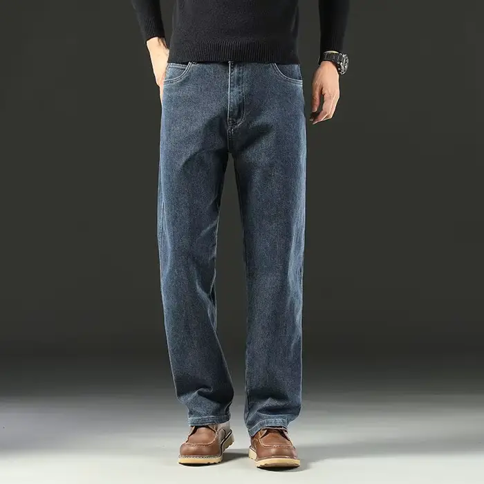 Jean Baggy pour hommes, pantalon en Denim, décontracté, droit, extensible, polyvalent, jambes larges