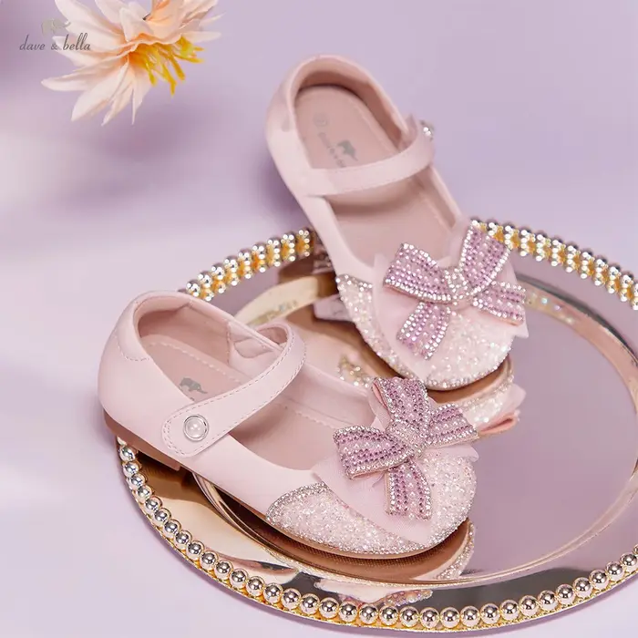 Dave Bella enfants chaussures en cuir automne printemps fille princesse chaussures anti-dérapant élé
