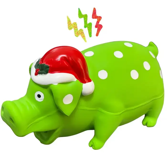 Jouet à mâcher pour chien en latex en forme de cochon sur le thème de Noël, motif à pois, jouet inte
