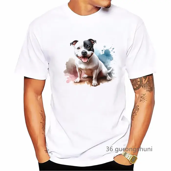T-shirt imprimé animal pour hommes, Tee-shirt Zones Me, T-shirt Harajuku, Vêtements d'été, Chien Bul