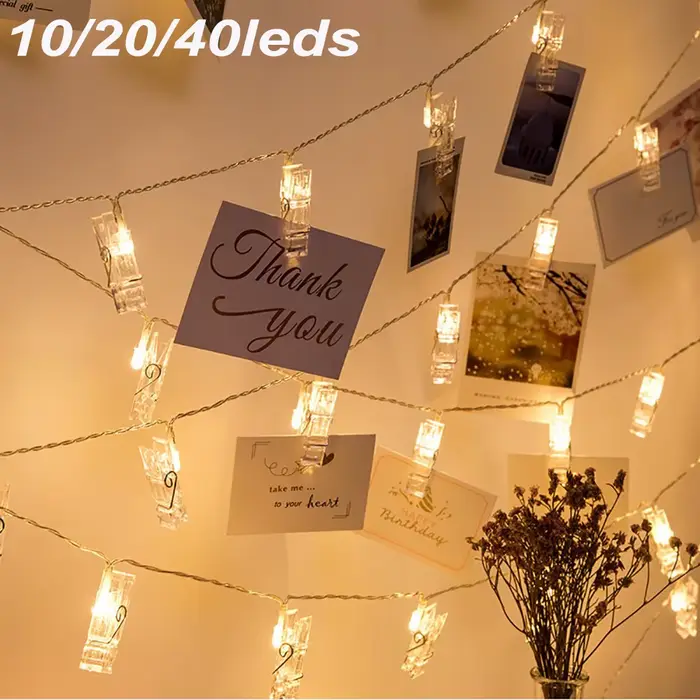 Guirxiété lumineuse à clip photo LED, 1m, 3m, 6m, piles AA 62, adaptée pour la chambre à coucher, la
