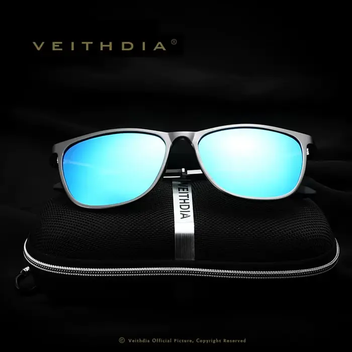 VEITHDIA Rétro En Aluminium De Magnésium de Marque Hommes Lunettes De Soleil Polarisées Objectif Vin