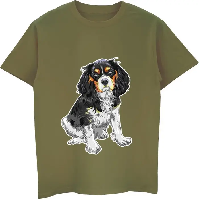 T-shirt à manches courtes pour homme et femme, Streetwear, décontracté, en coton, avec épagneul, Kin