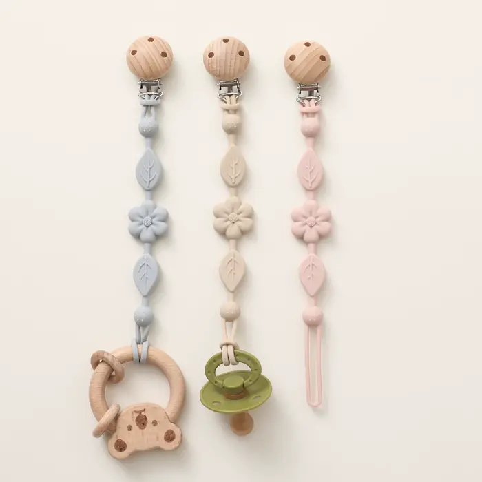 Porte-sucette réglable en silicone anti-perte pour bébé, porte-sucette fleur pour nouveau-né, adapté
