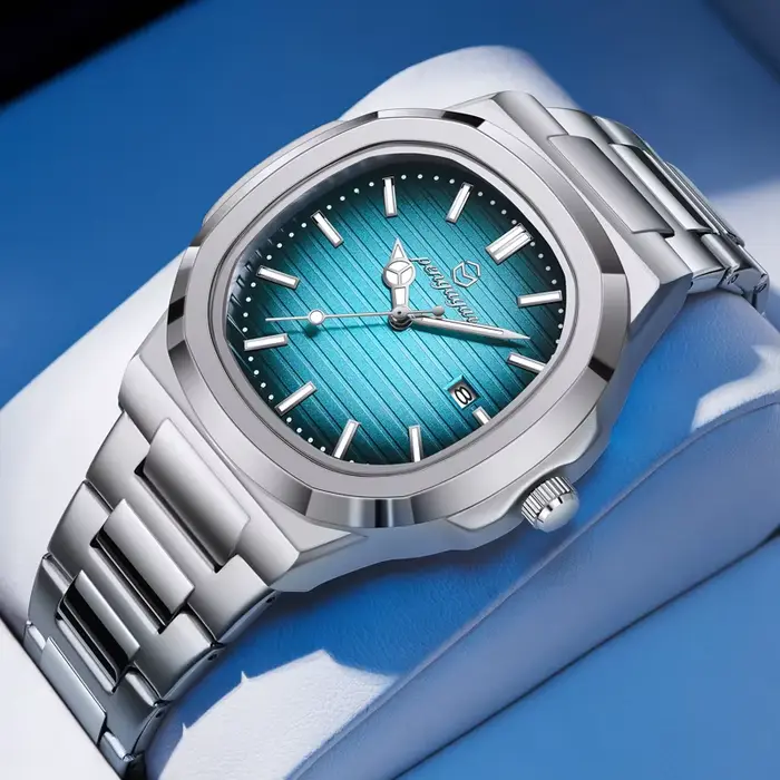 Montre militaire homme luxe 2026 - Montre carrée étanche luminescente avec date et semaine, boîtier acier
