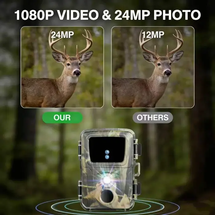 Caméra de chasse miniature d'extérieur 24MP 1080P pour la faune