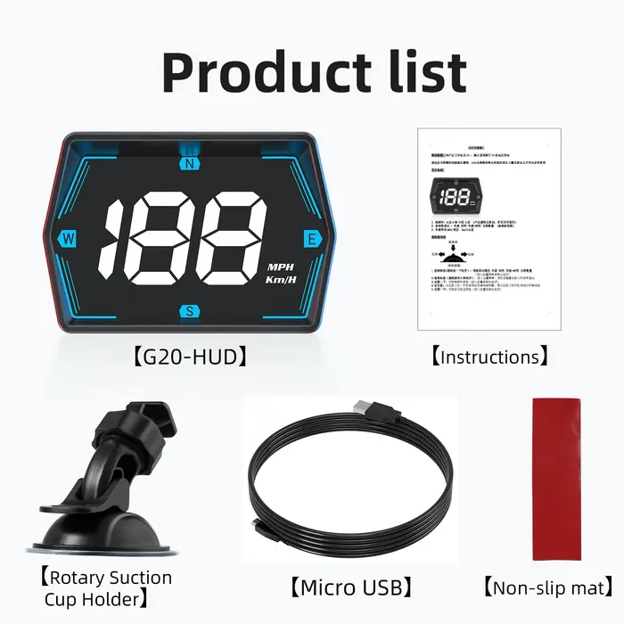 Affichage tête haute pour voiture, pour compteur intelligent HUD, GPS, sécurité, alarme de survitess