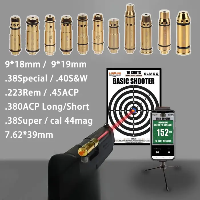Cartouche d'entraînement Laser rouge tactique 9mm 7.62*39 380ACP 40S & W.223Rem 45ACP