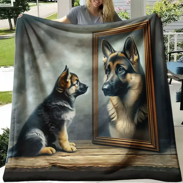 Couverture décorative à motif artistique de chien berger allemand moderne pour canapé, lit, salon et décoration intérieure usage personnel et cadeau original