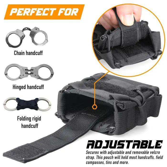 Étui menottes tactique MOLLE à ouverture supérieure pour ceinture chasse et équipement de sécurité