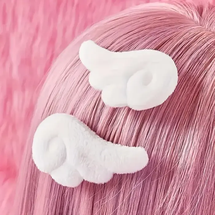 2 paires Super mignon ange aile en peluche épingle à cheveux filles pince à cheveux accessoires Barr