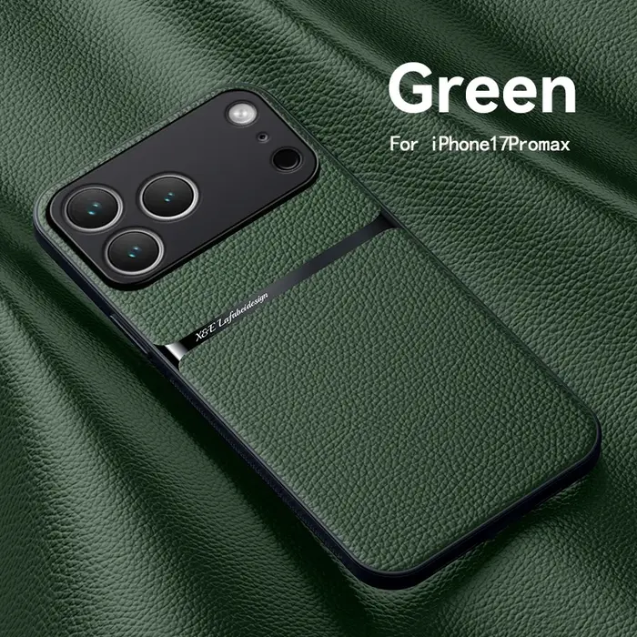 Étui cuir iPhone 17 16 13 12 11 Pro Max - Coque protection luxe motif cuir pour iPhone