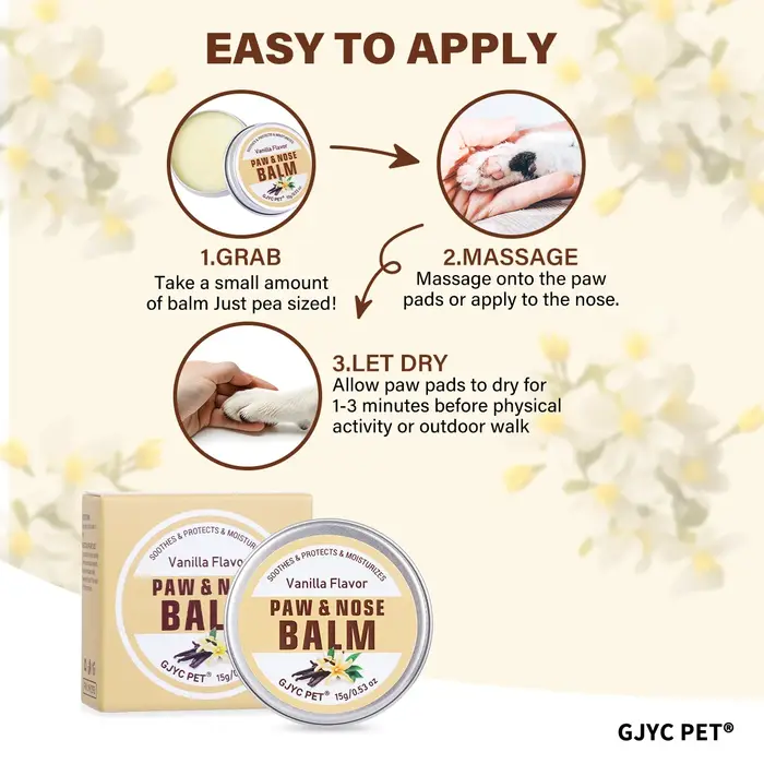 Baume pour pattes et nez de chien et de chat, parfum vanille, hydratant, apaisant, anti-fissures, réparateur, hydratant naturel pour peaux sèches et gercées