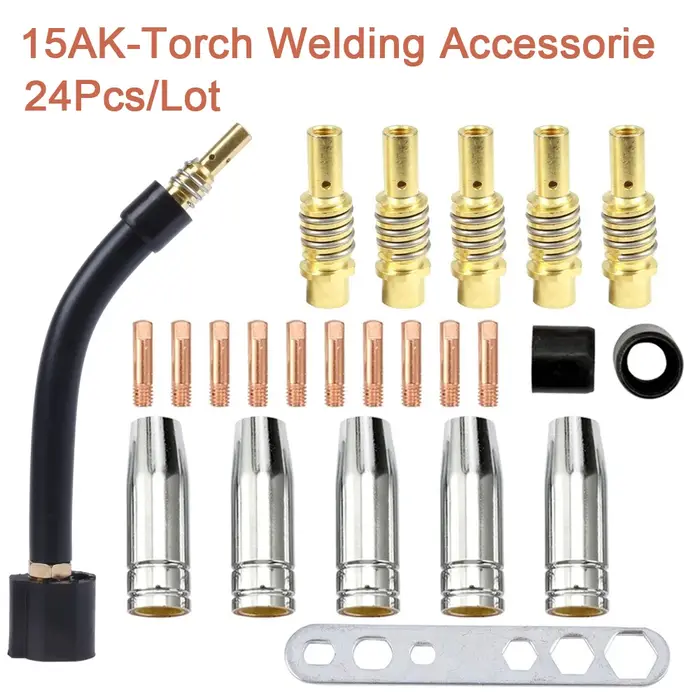 24 pièces 15AK pour torche Binzel consommable électrode bouclier tasse lien tige conseils courbés po