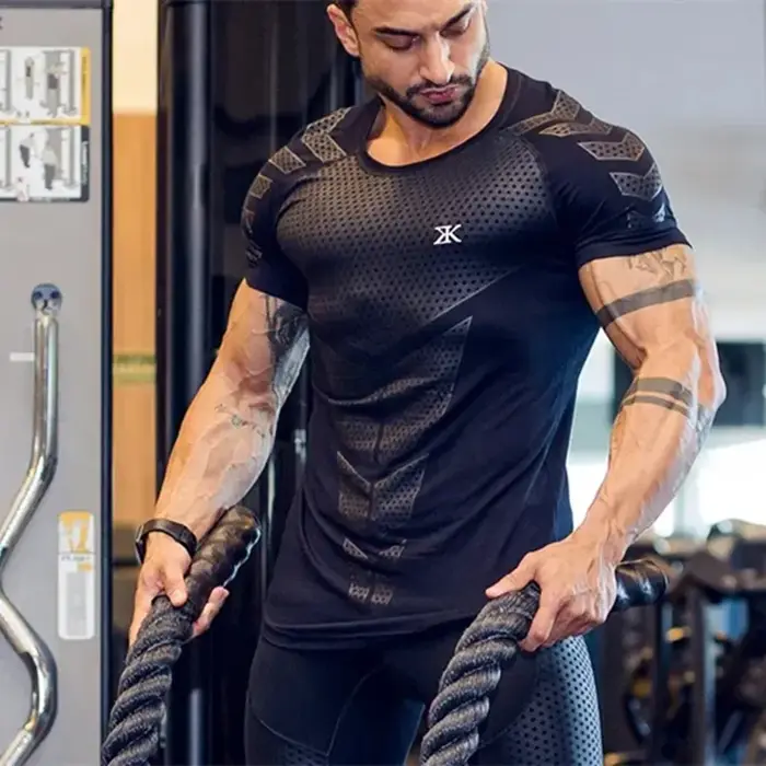 T-shirt de sport pour homme 2026 – Entraînement, séchage rapide, manches courtes, moulant, musculati
