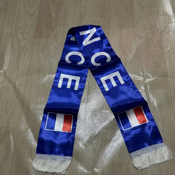 Écharpe de France 14x135cm, imprimée recto-verso, drapeau français en satin, idéale pour les événeme