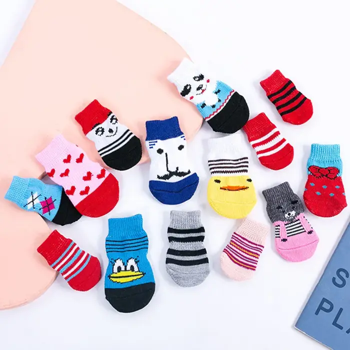 Chaussettes antidérapantes pour chiens, petits et moyens animaux de compagnie, protection des pattes
