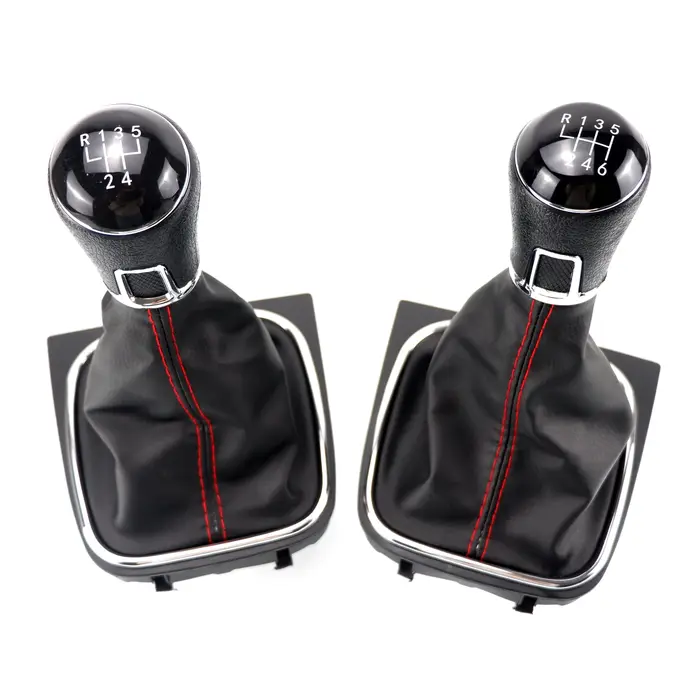 Pommeau de levier de vitesse 5/6 vitesses et Gaitor de démarrage, ensemble en cuir noir pour VW Golf