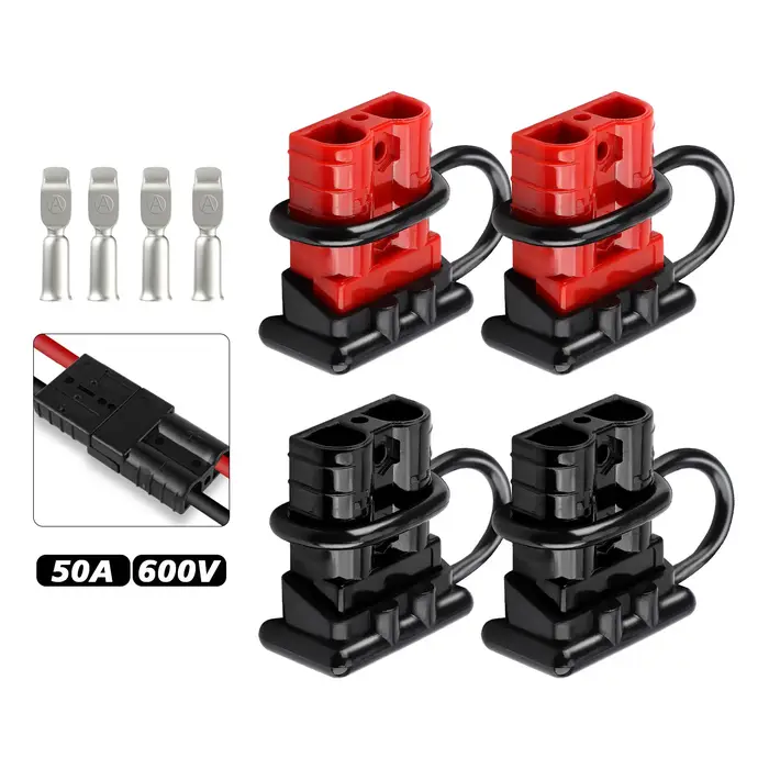Kit de connecteurs rapides durables 50a 600V, 2 pièces, prise de batterie pour remorque, câbles d'al