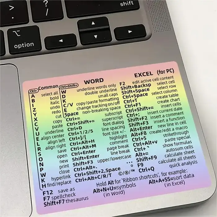 Autocollants de raccourci de clavier, Guide de référence rapide Windows + Word/Excel, autocollants d