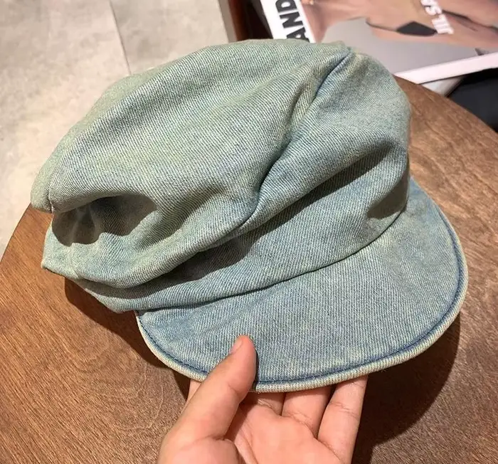 Béret femmes Vintage Denim octogonal chapeau bérets peintre casquette femme automne printemps chapea