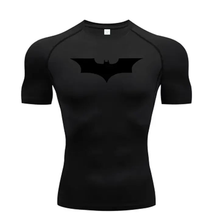 Chauve-souris imprimé hommes T-Shirt serré course Compression Compression T-Shirt salle de sport Fit