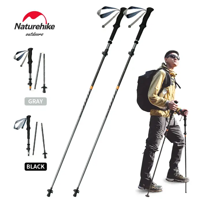 Bâtons de randonnée en fibre de carbone Naturehike, pliables, ultralégers, pour la randonnée en plei