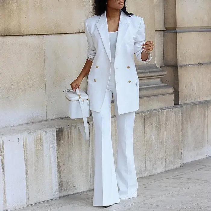 Vêtements pour femmes 2023 automne nouveau couleur unie costume décontracté pantalon à jambes larges