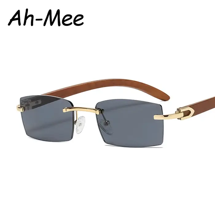 Lunettes de soleil design sans monture bois - protection anti-lumière UV400 unisexe tendance