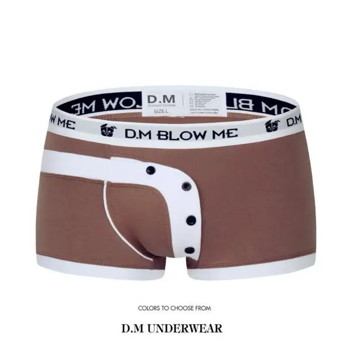 Caleçons roses pour hommes, taille basse, sexy, avec boutons, couleur unie, style sportif, en coton,