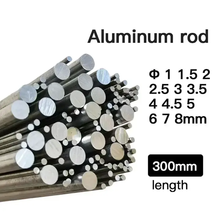 Tige solide en aluminium Φ 1-8mm de diamètre 300mm de longueur, 5 pièces de haute qualité, barre ron