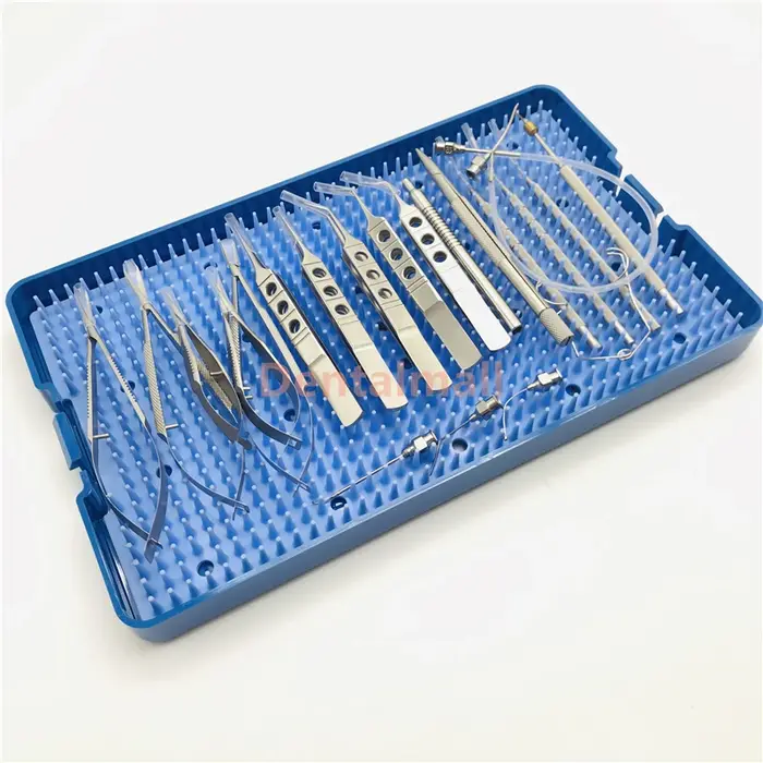 Instruments de micro danse avec boîte de plateau tertiaire, ensemble de cataracte oculaire, 21 pièce