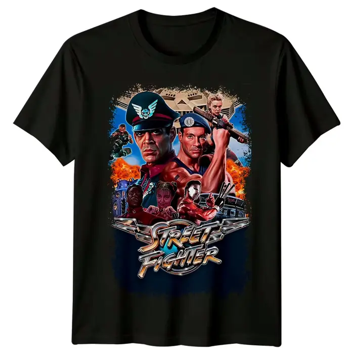 T-shirt inspiré de l'affiche du film Street Fighter (1994), rétro, unisexe, pour hommes, streetwear