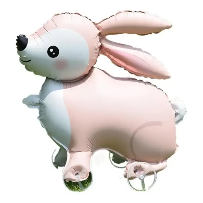Ballons sur pied en aluminium 4D dinosaure chien chat, ballon de marche avec roue pour enfants, déco