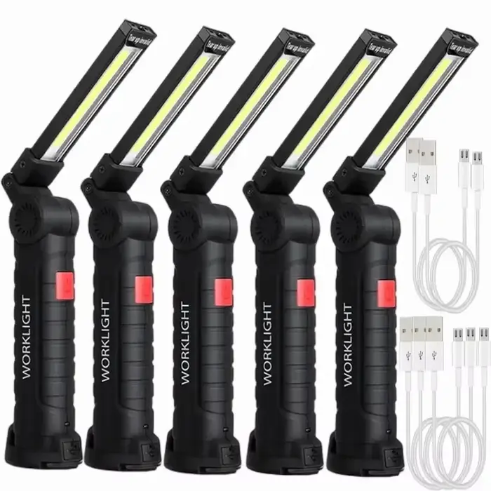 Lampe de poche LED COB portable aste par USB, lampe de travail, lanterne magnétique, lampe de face a