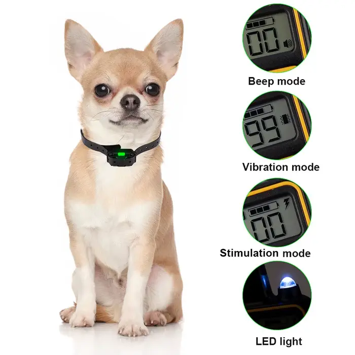 Collier Électrique Anti-Aboiement pour Chien, Étanche, avec Télécommande, Rechargeable, Dispositif d