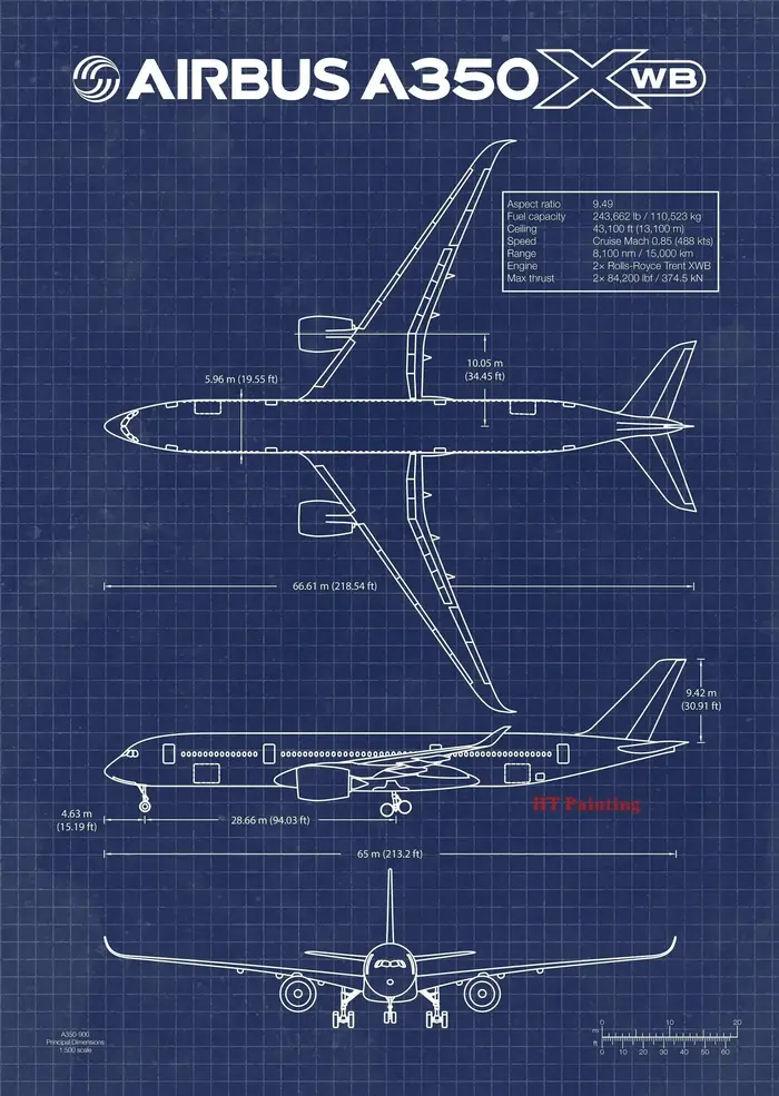 Affiche d'avion de l'armée de l'air, imprimés brevetés Airbus, plan de chasse, peinture sur toile, A