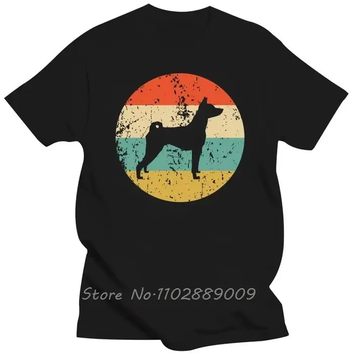 Vintage rétro Basenji chien drôle T-shirt coton cadeaux d'anniversaire été unisexe Fitness hauts t-s
