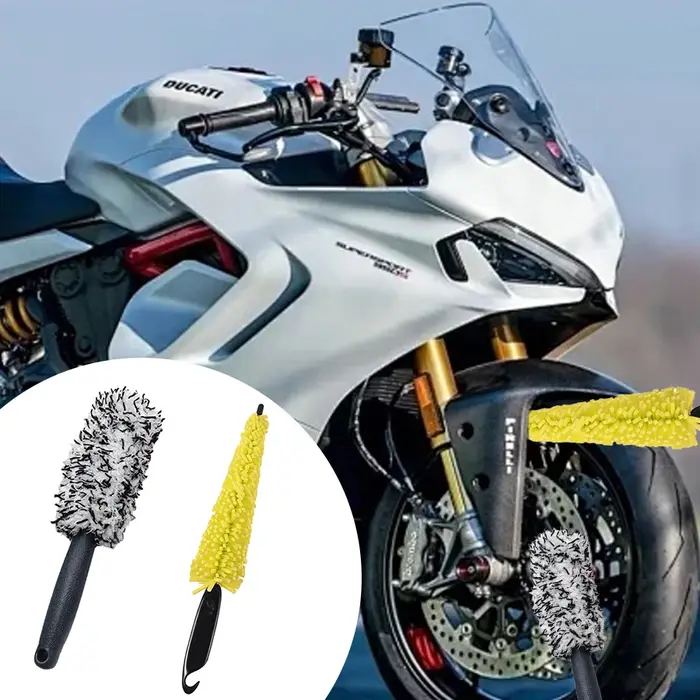 Brosse de nettoyage de roues de moto pour la plupart des jantes, rayons et ailes de roues Brosse de 