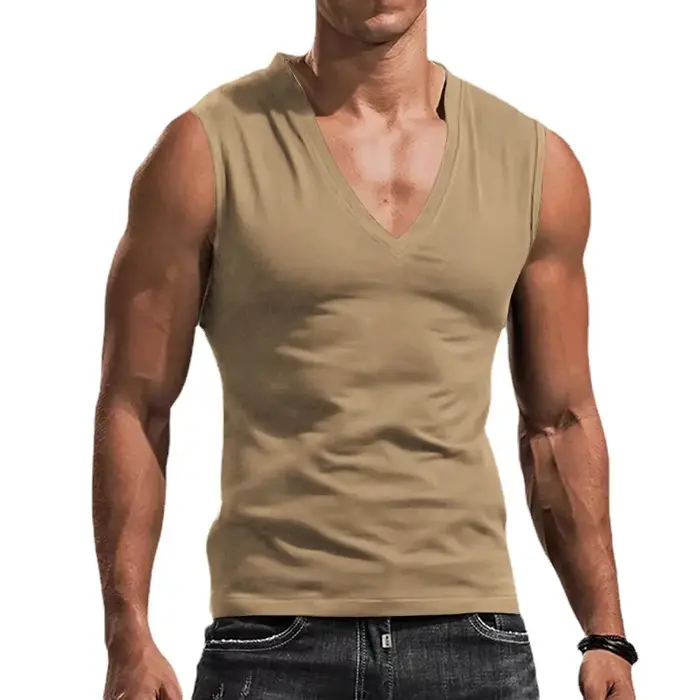 Gilet décontracté pour homme Amazon transfrontalier, col en V, couleur unie, respirant, coupe ajusté