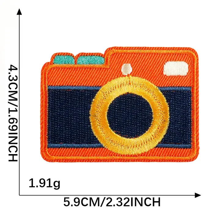 Patchs de broderie d'appareil photo pour vêtements, décor de couture/appliques DIY
