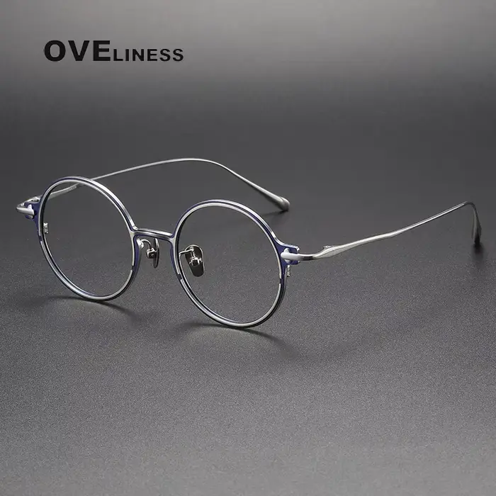 Monture de lunettes rétro en titane pur pour hommes et femmes, Vintage, ronde, Design de marque, mon