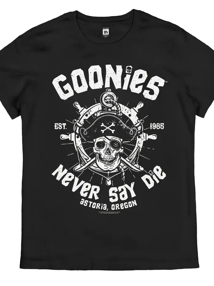 Goonies Never Say Die T-Shirt rétro pour hommes, inspiré officiellement, Logo du film des années 80,