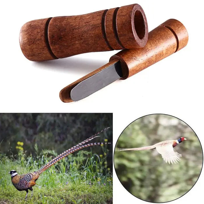 Appeau bois chêne imitation faisan et canard pour chasse traditionnelle aux oiseaux de passage migrateurs