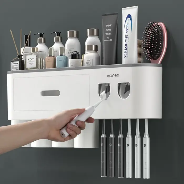 Porte-brosse à dents inversé à Adsorption magnétique, support mural Double distributeur automatique 