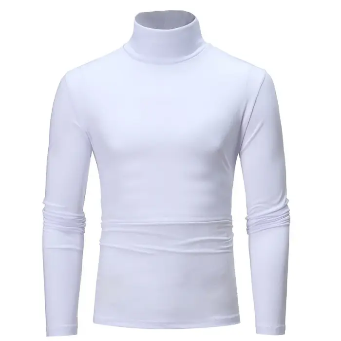 Sous-vêtements thermiques pour hommes polyester t-shirt col montant manches longues fin et ajusté pour hiver confortable activité quotidienne