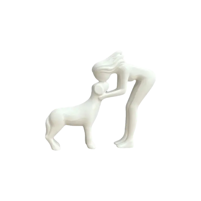 Statues de fille et de chien imprimées en 3D, sculpture pour les amoureux des animaux, figurine de c