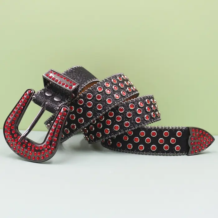 Ceinture en jean pour hommes et femmes, grande taille, en Denim occidental, à rivets brillants, en c